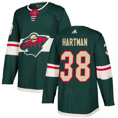Adidas Minnesota Wild #38 Ryan Hartman Green Home Authentic Stitched NHL Jersey Men's
